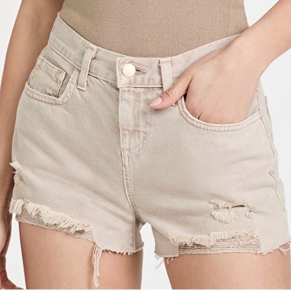 L’Agence Audrey MidRise Denim Shorts in Biscuit - Picture 1 of 7